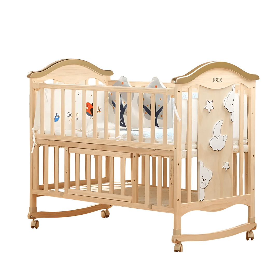 Adjustable Wooden Baby Crib